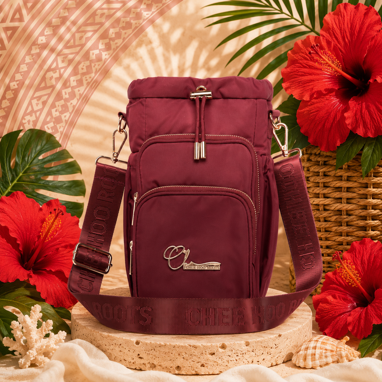 INSULATED 'BIG BACK' BOTTLE BAG - DEEP WINE