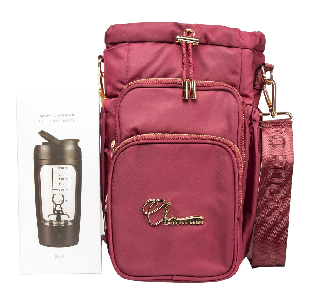 INSULATED 'BIG BACK' BOTTLE BAG - DEEP WINE